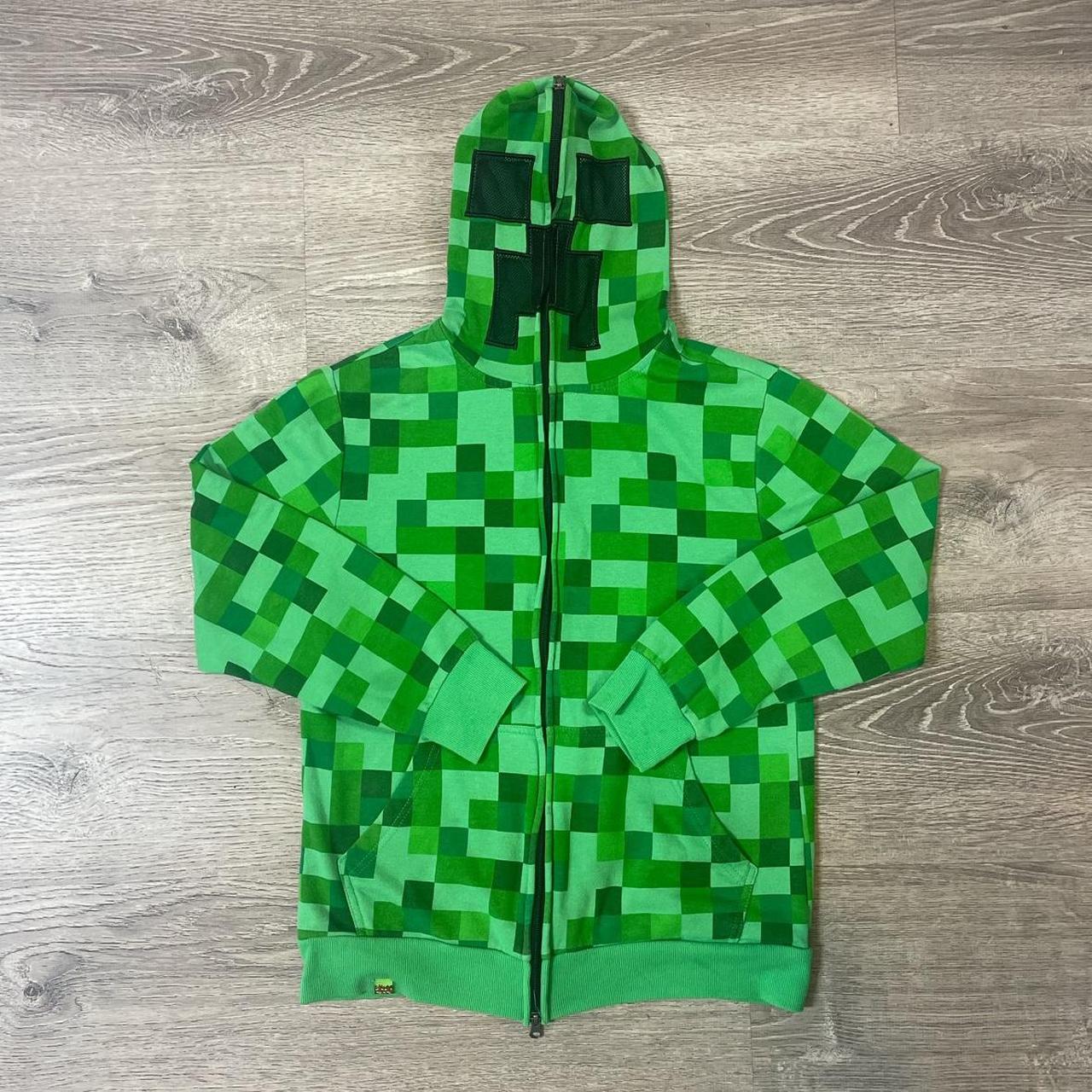 Minecraft Creeper Zip-Up Hoodie Details: Green,... - Depop