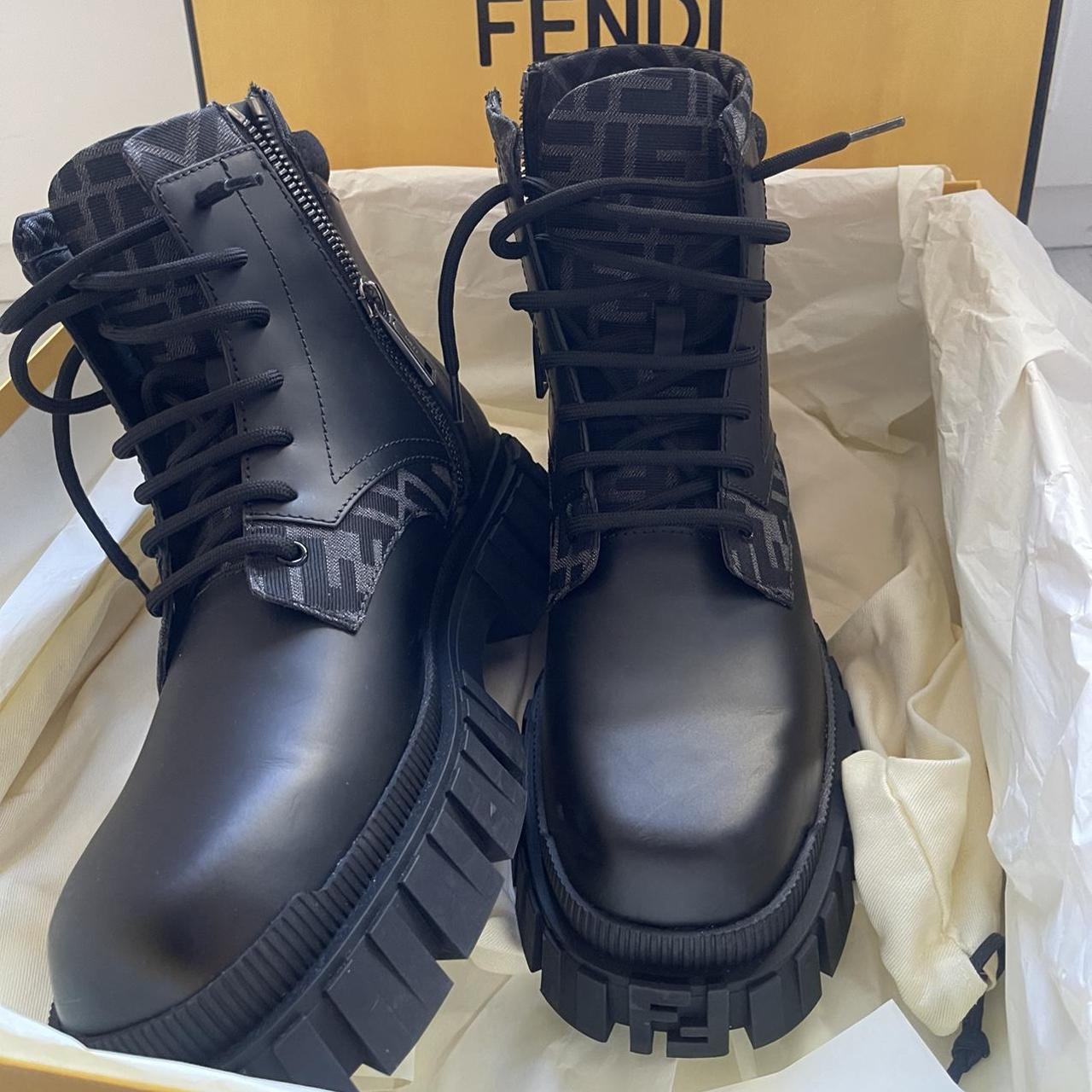 Mens Fendi Force leather ankle boots FF logo Brand... - Depop