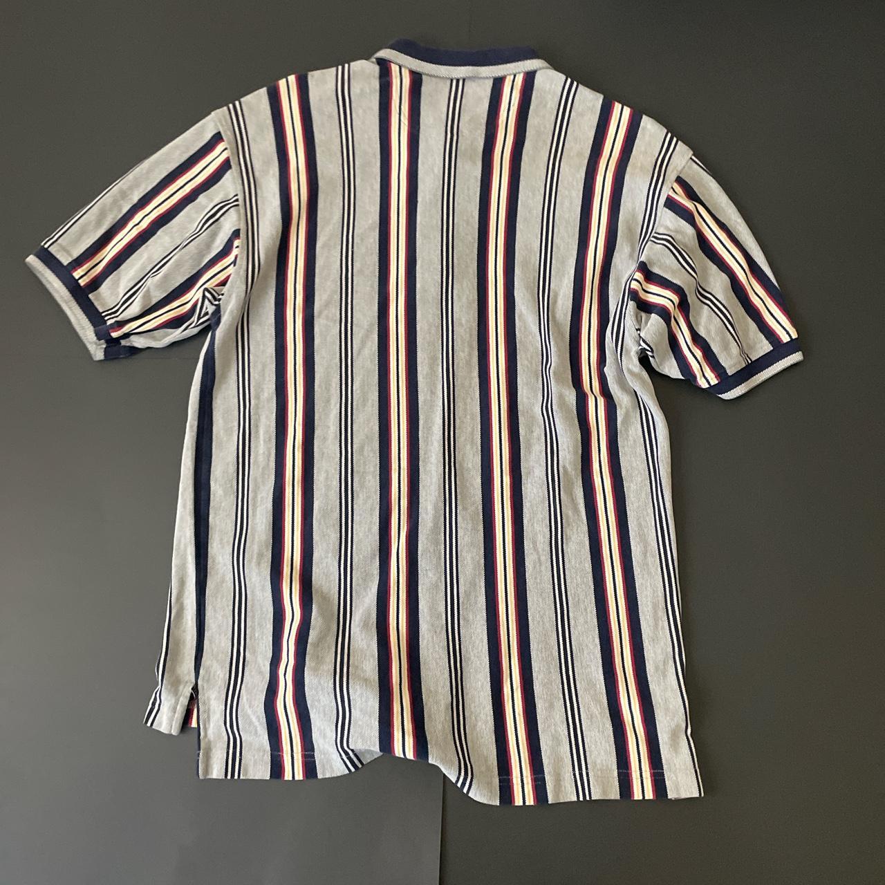 vintage vertical stripe izod polo super cool earth... - Depop