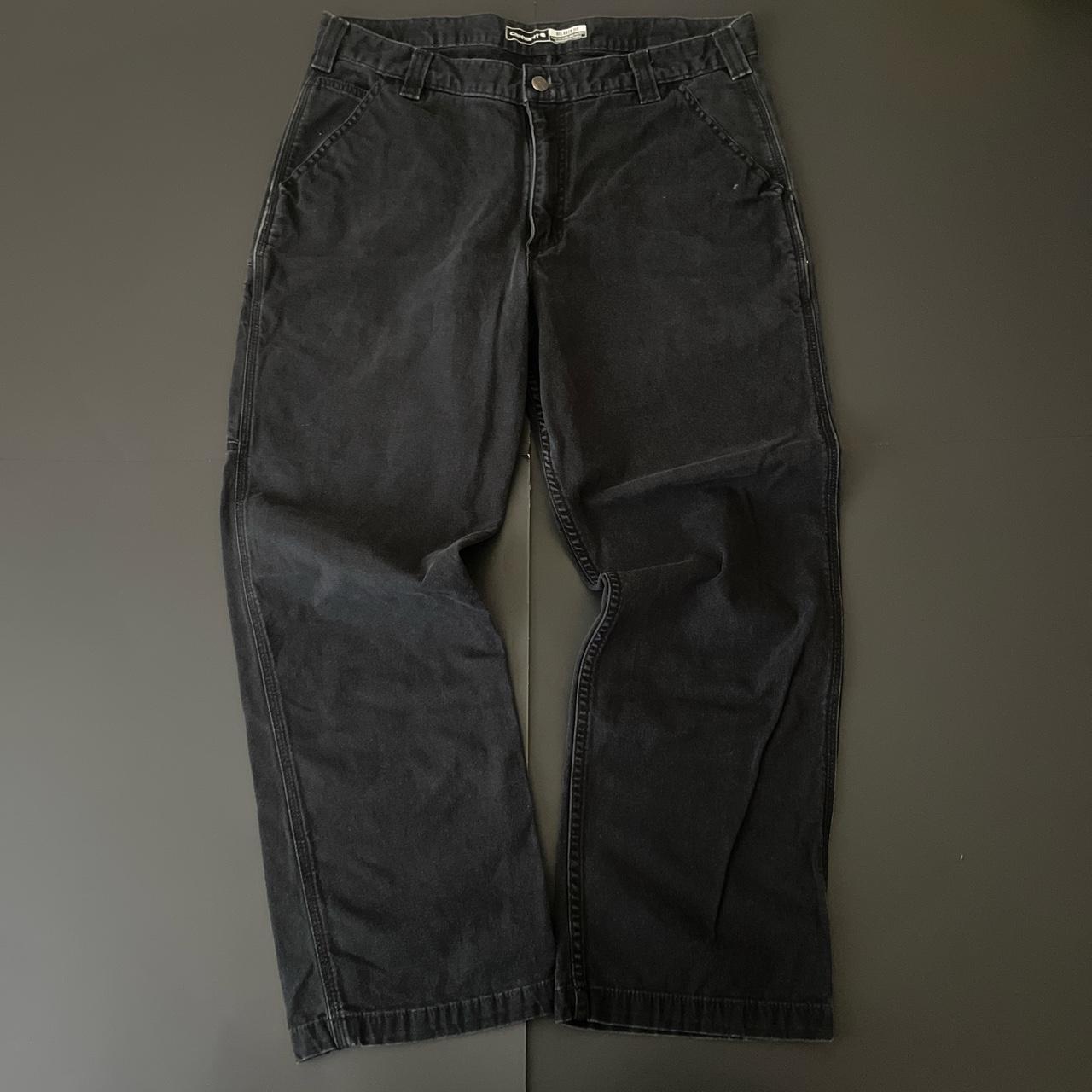 vintage carhartt black carpenter pants work pants 36... - Depop