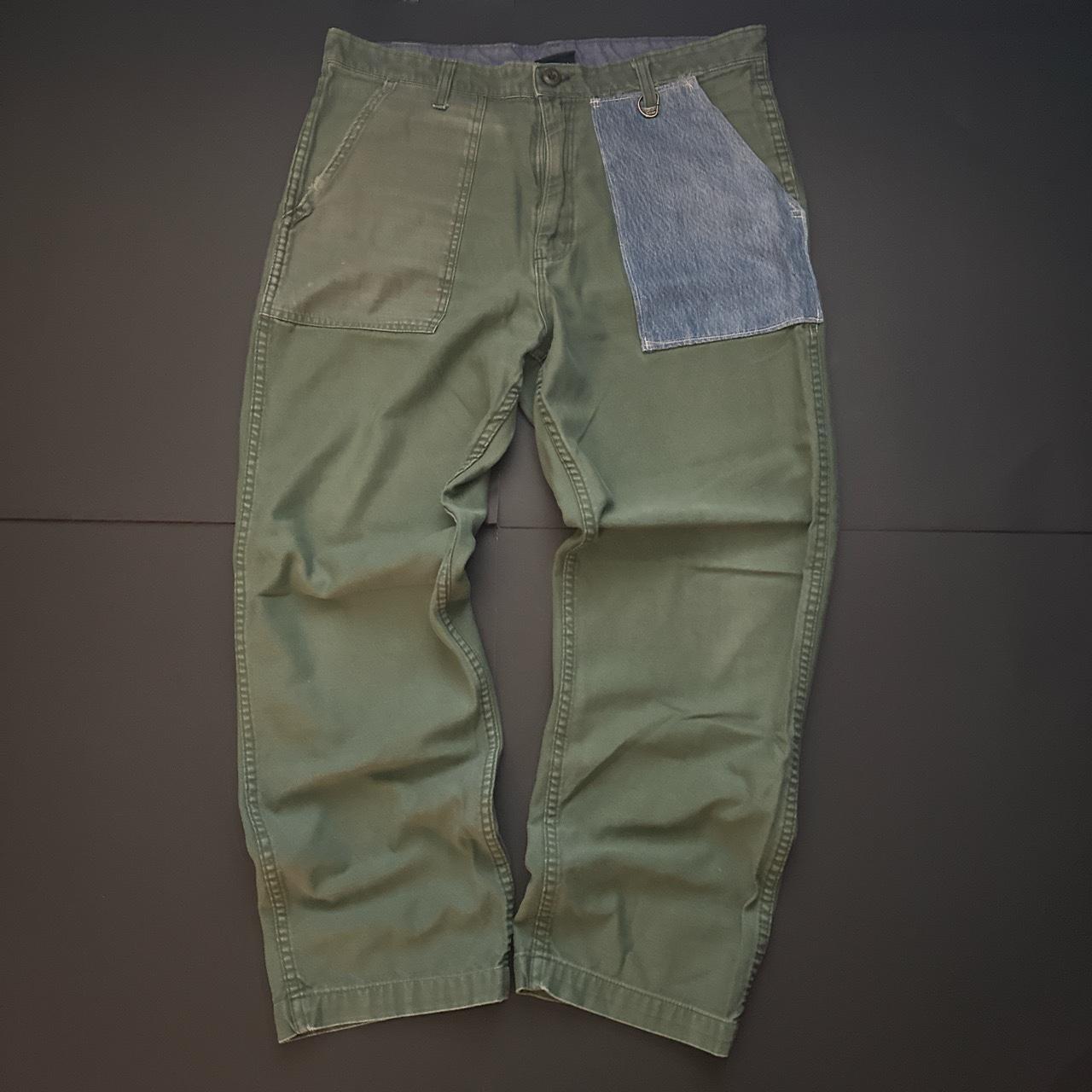 crazy reworked stan ray olive green pants denim... - Depop