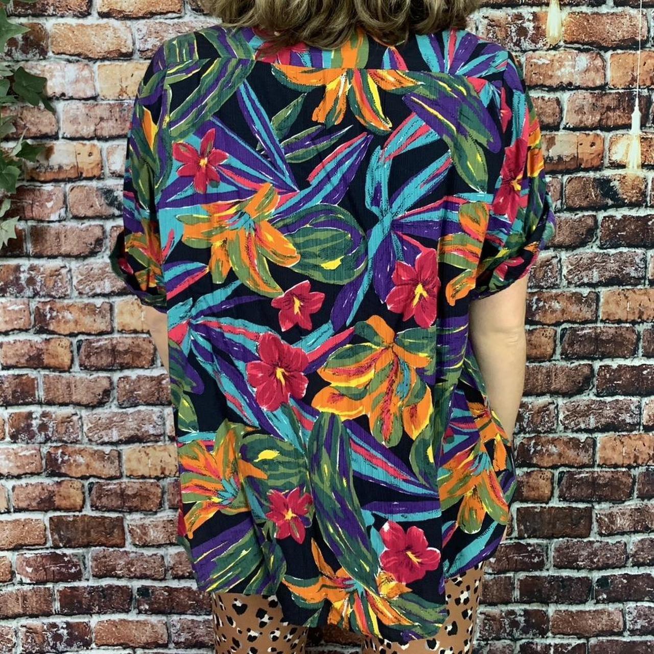 Vintage Hawaiian shirt Button down Bright floral - Depop