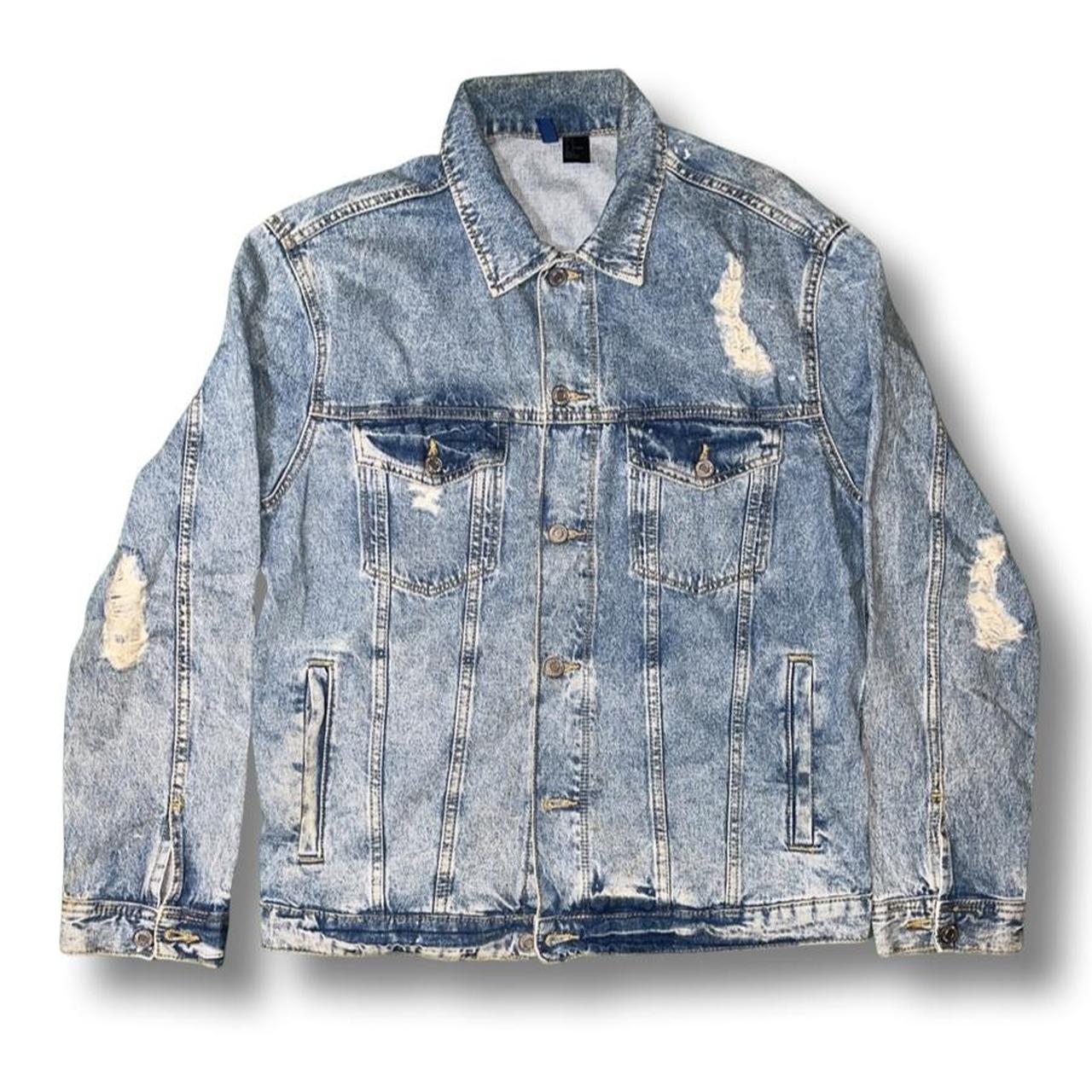 distressed denim jacket h&m