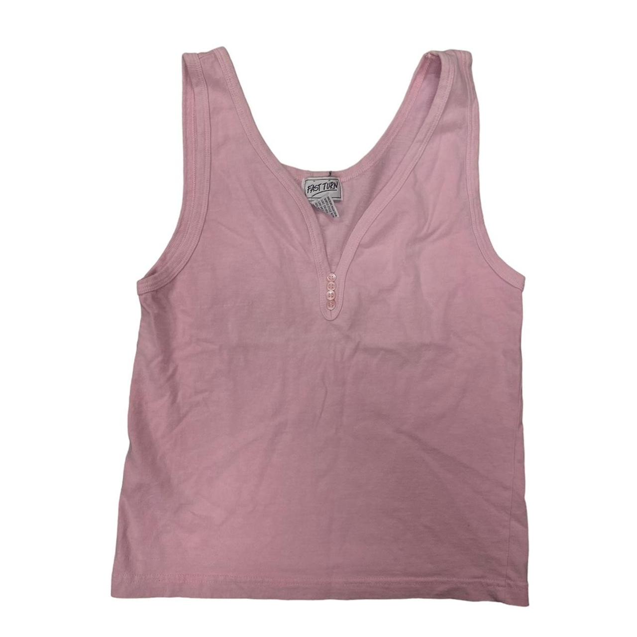 100 cotton baby pink tank with 4 buttons on the... Depop
