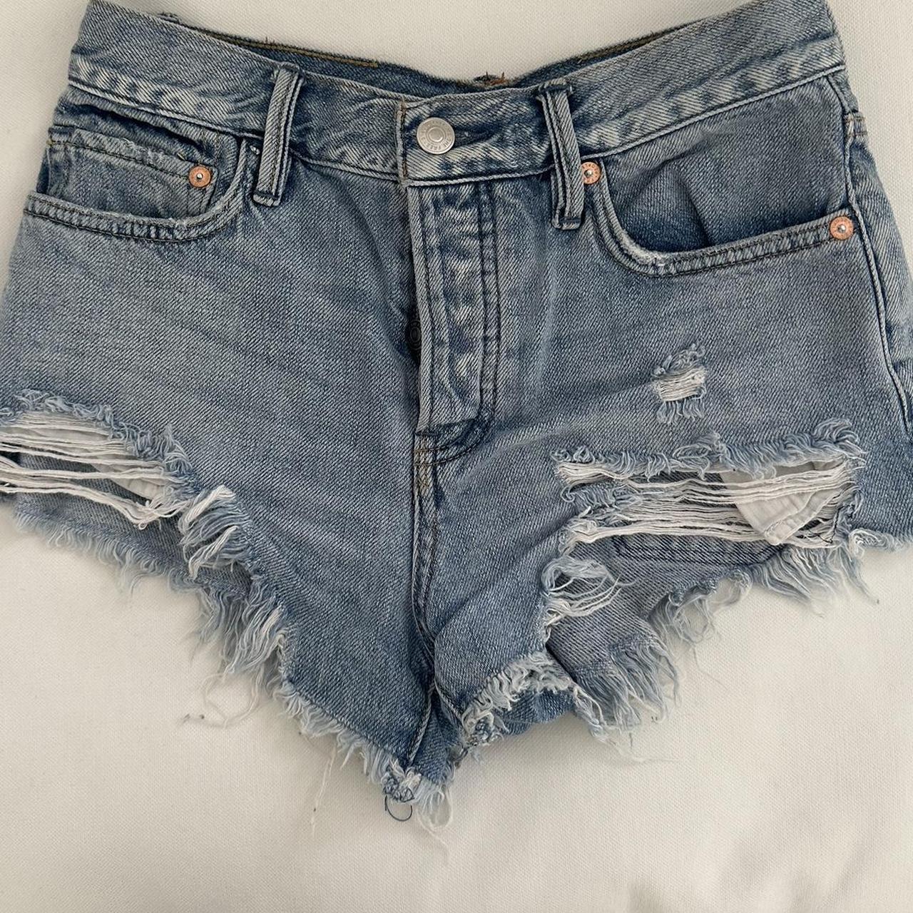 Free People light Denim Shorts SIZE 24 Worn twice.... - Depop