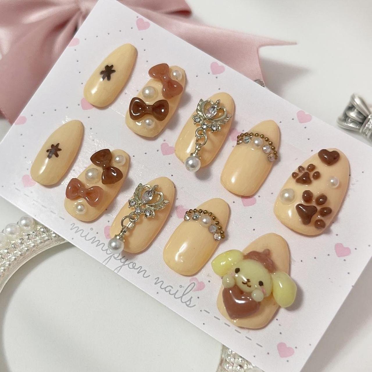 Pompompurin Nail Set 🍮 Base color: cream Shape :... - Depop