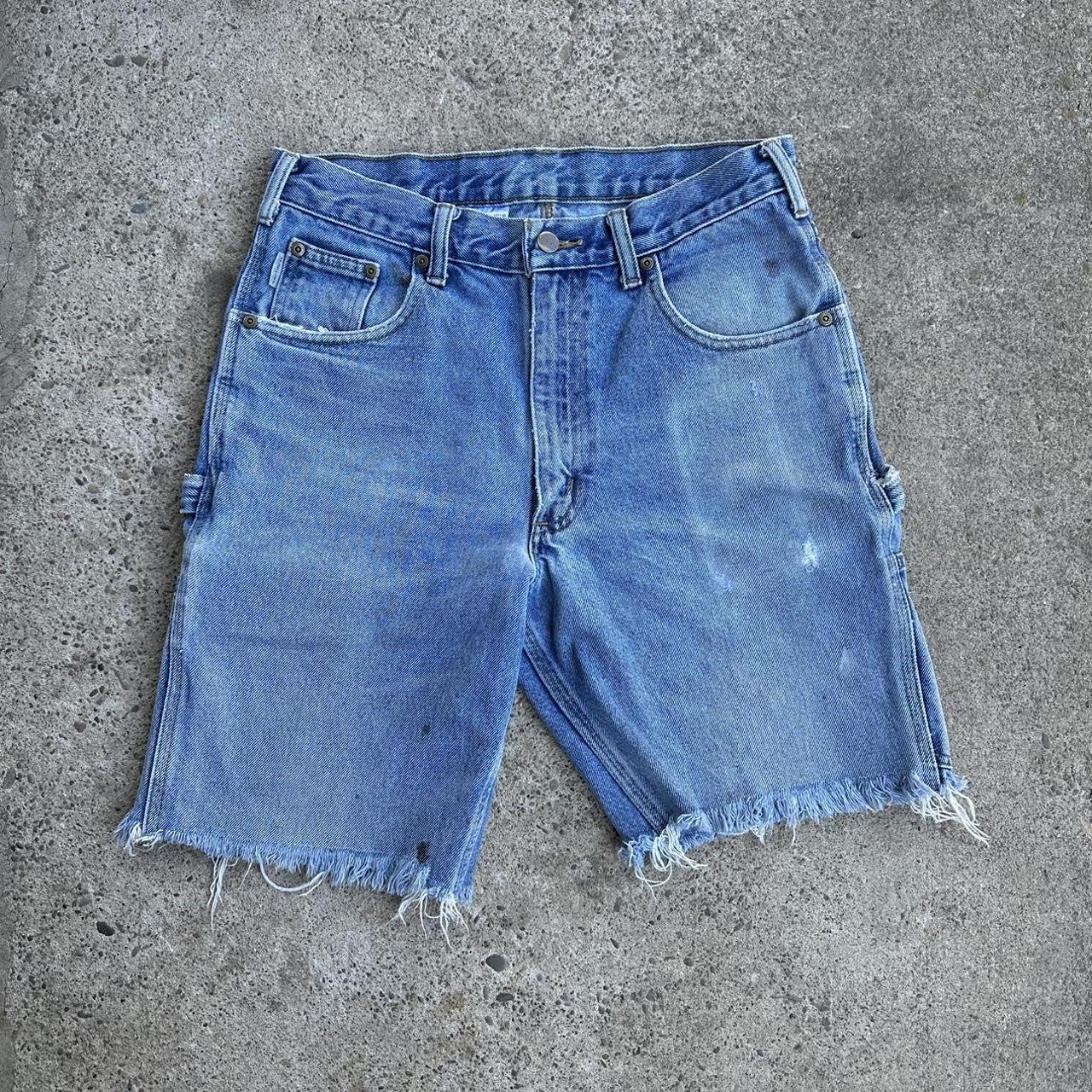 Carhartt grunge carpenter jorts Distressed, faded,... - Depop