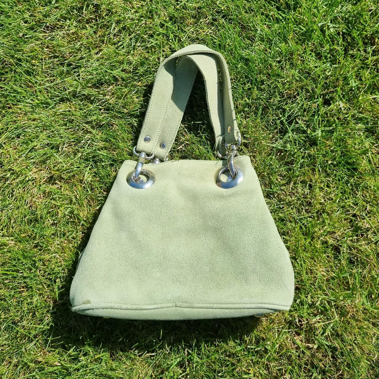 Sage green suede mini bag Brand - River Island - Depop