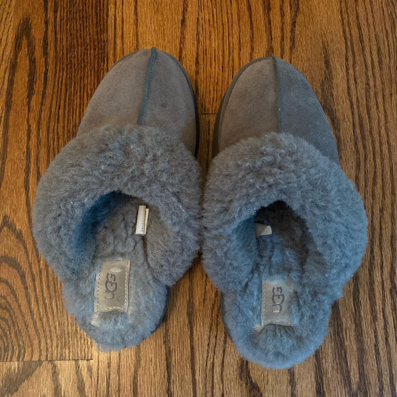 gray platform ugh slippers in size 8!! #ugg... - Depop