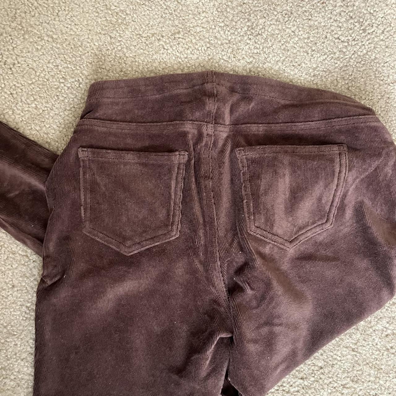 brown cozy corduroy high waisted leggings from faded - Depop