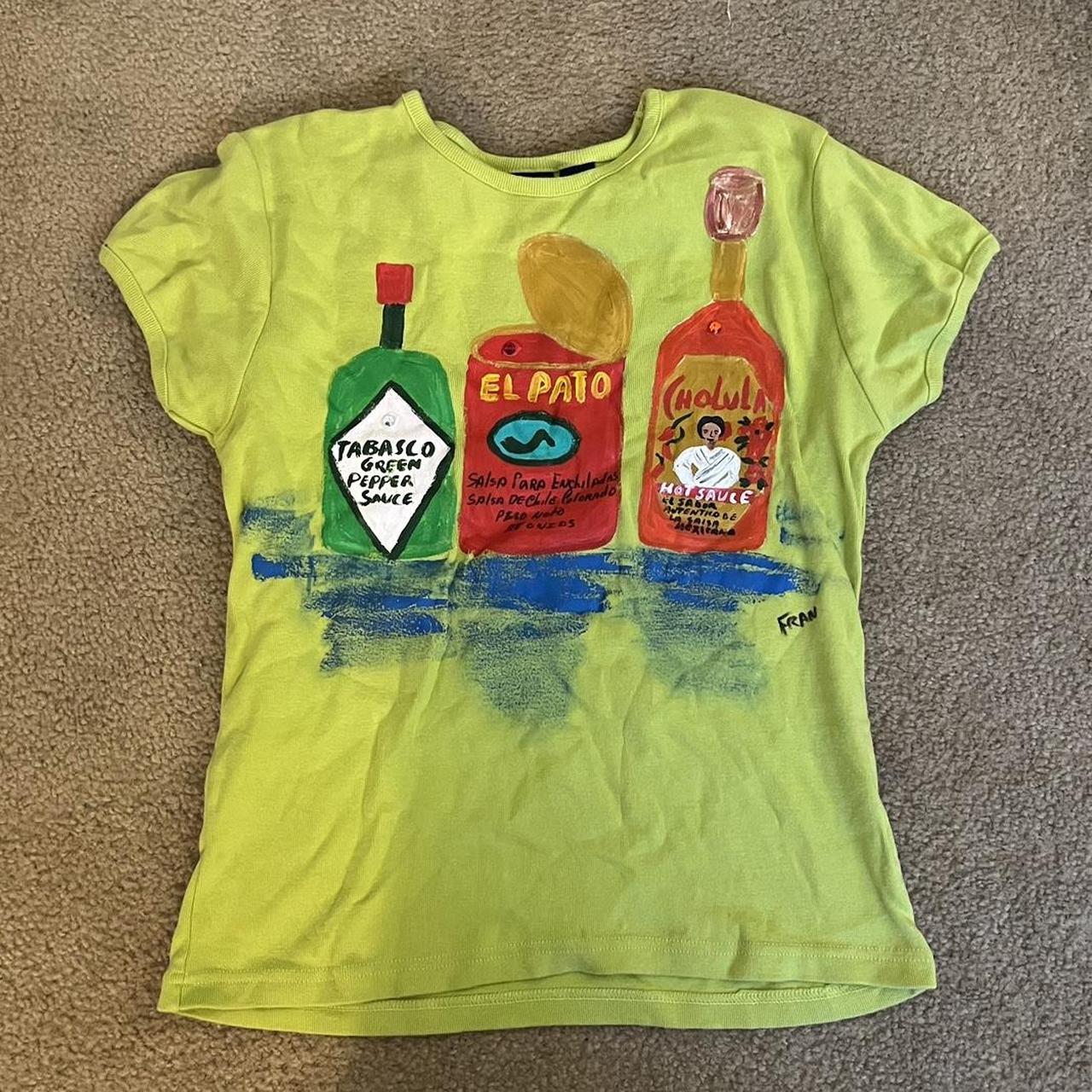 hand painted hot sauce shirt tabasco, el pato... - Depop