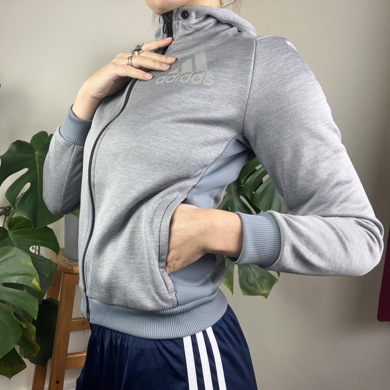 Adidas grey zip up jacket best sale