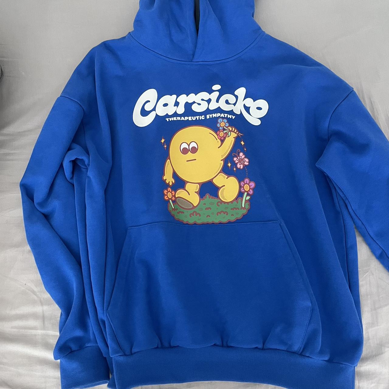 Blue carsicko hoodie (sold out online) Size small... - Depop