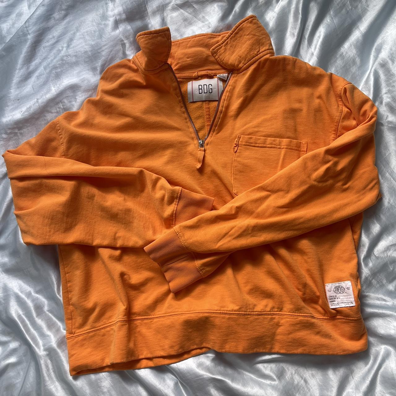 BDG QUARTER-ZIP long sleeve, bright orange, urban... - Depop