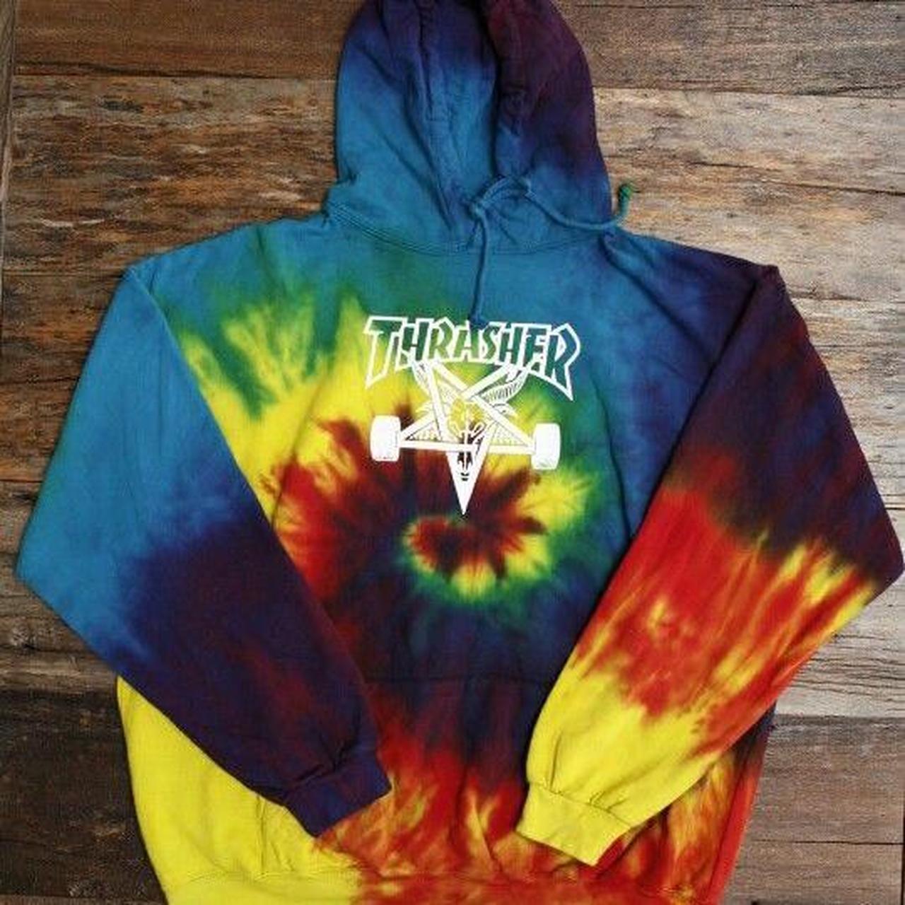 Rainbow tie dye thrasher hoodie sale