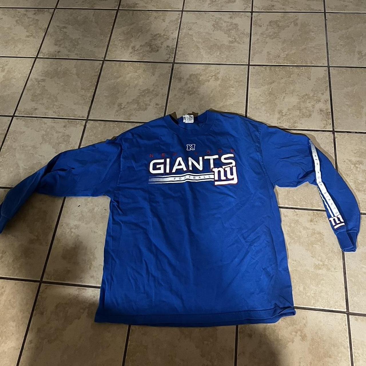 Blue NFL NY Giants Long Sleeve Shirt Size: Large - Depop