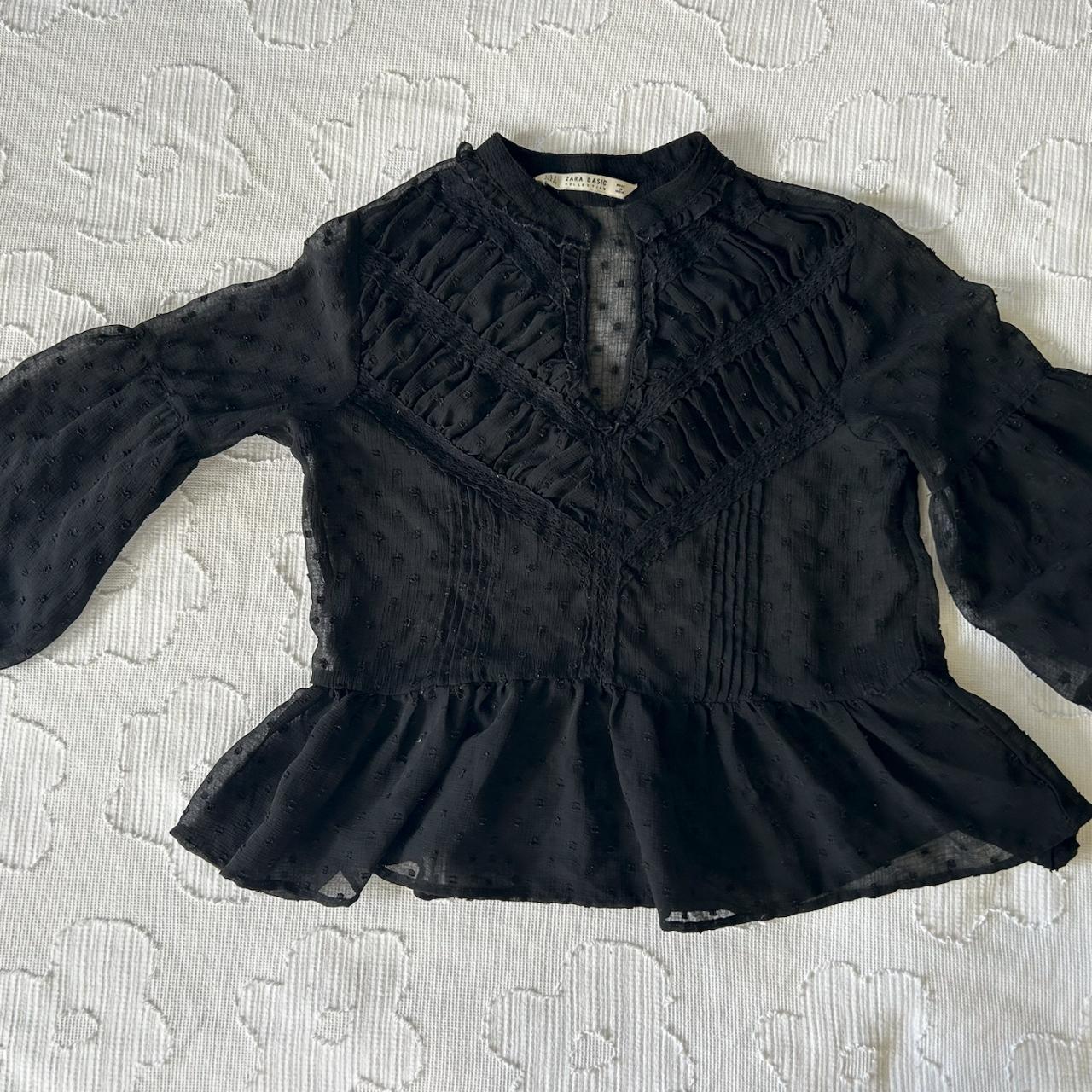 beautiful black blouse with puffed sleeves and... - Depop