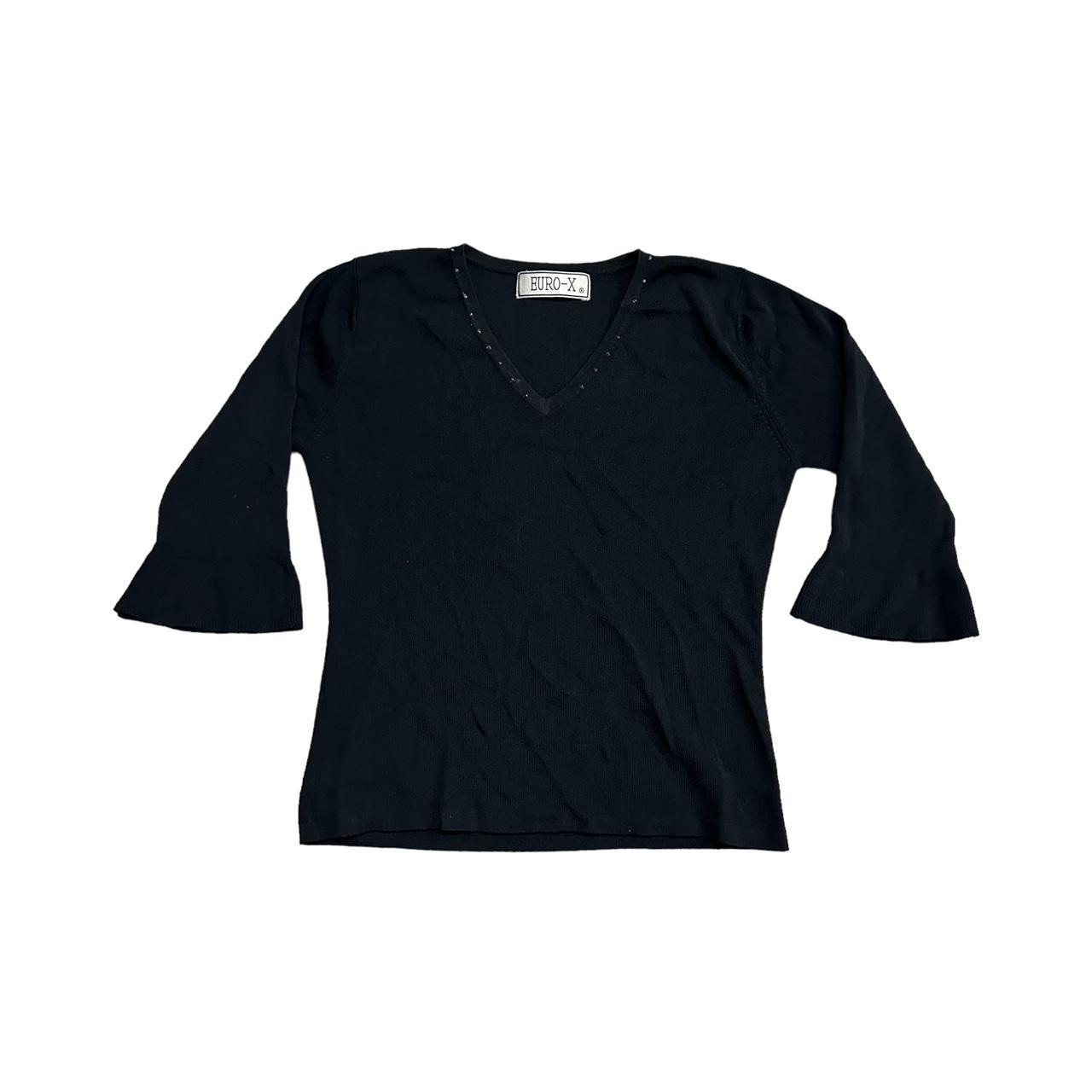 black blouse ☆.｡.:* brand: euro x size: unknown... - Depop