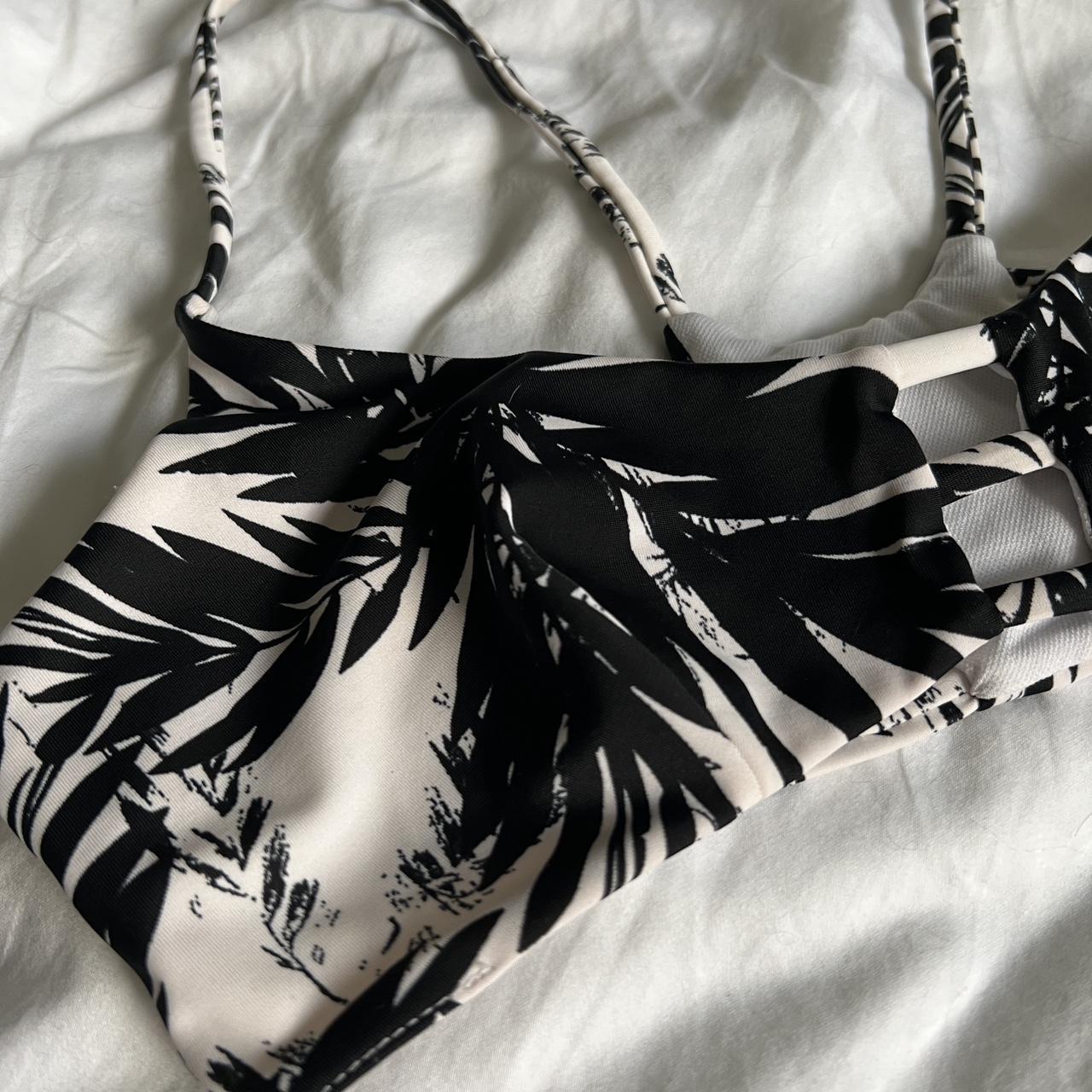 Black and white tropical print bikini set.... Depop