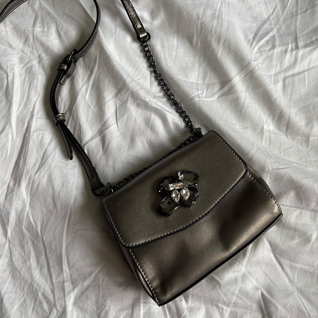 ALDO Women's Silver and Grey Bag | Depop