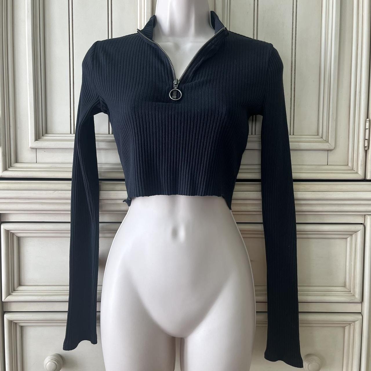 black half zip sweater from Hollister 🖤 super sporty... - Depop