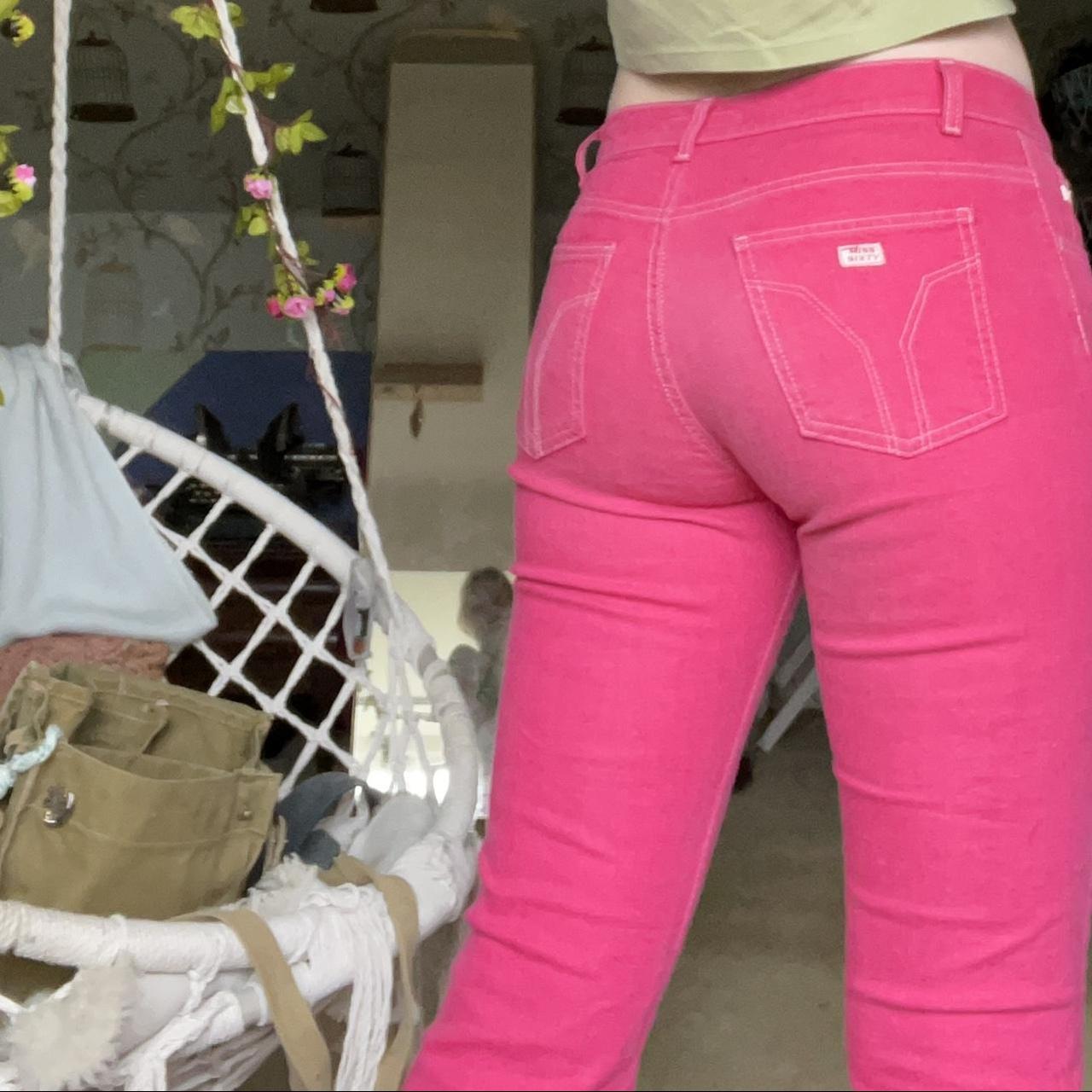 Miss Sixty Women's Pink and Red Jeans Depop