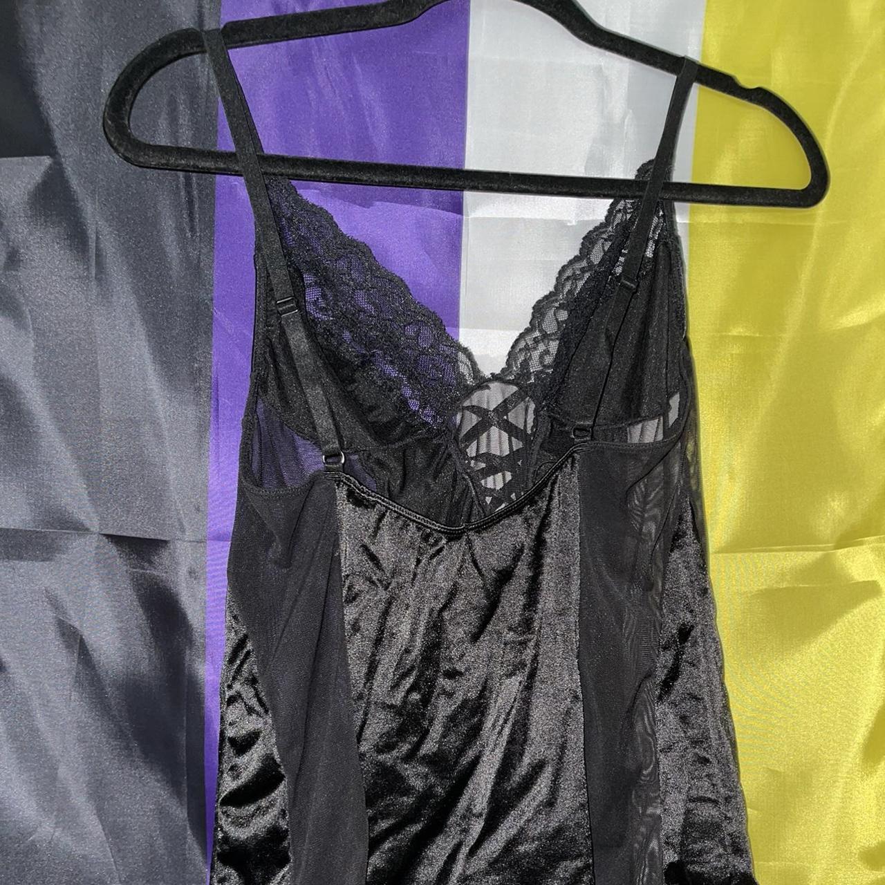 Rene Rofe Black Satin/Mesh/Lace lingerie top with... - Depop