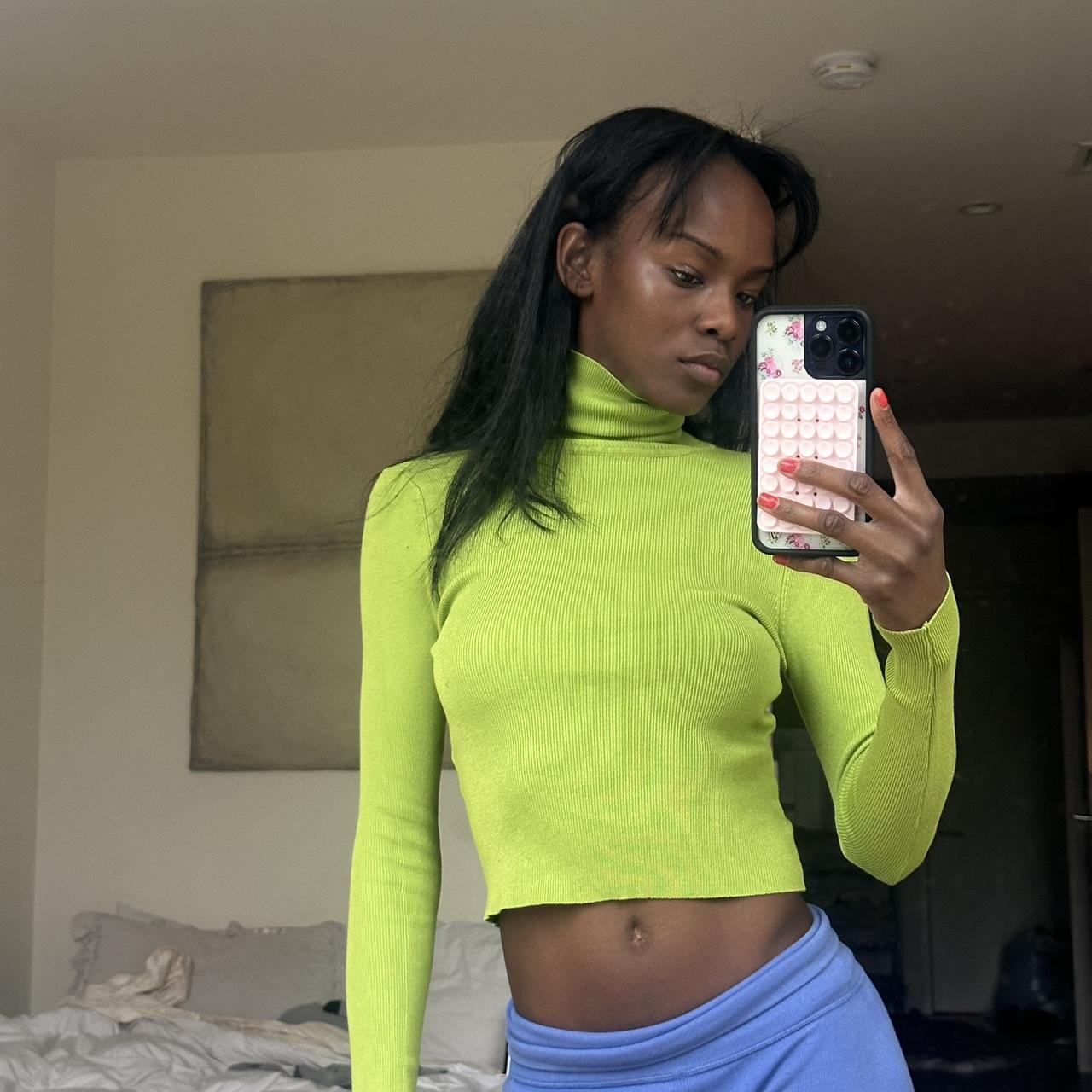 Neon green turtleneck sweater neon turtleneck