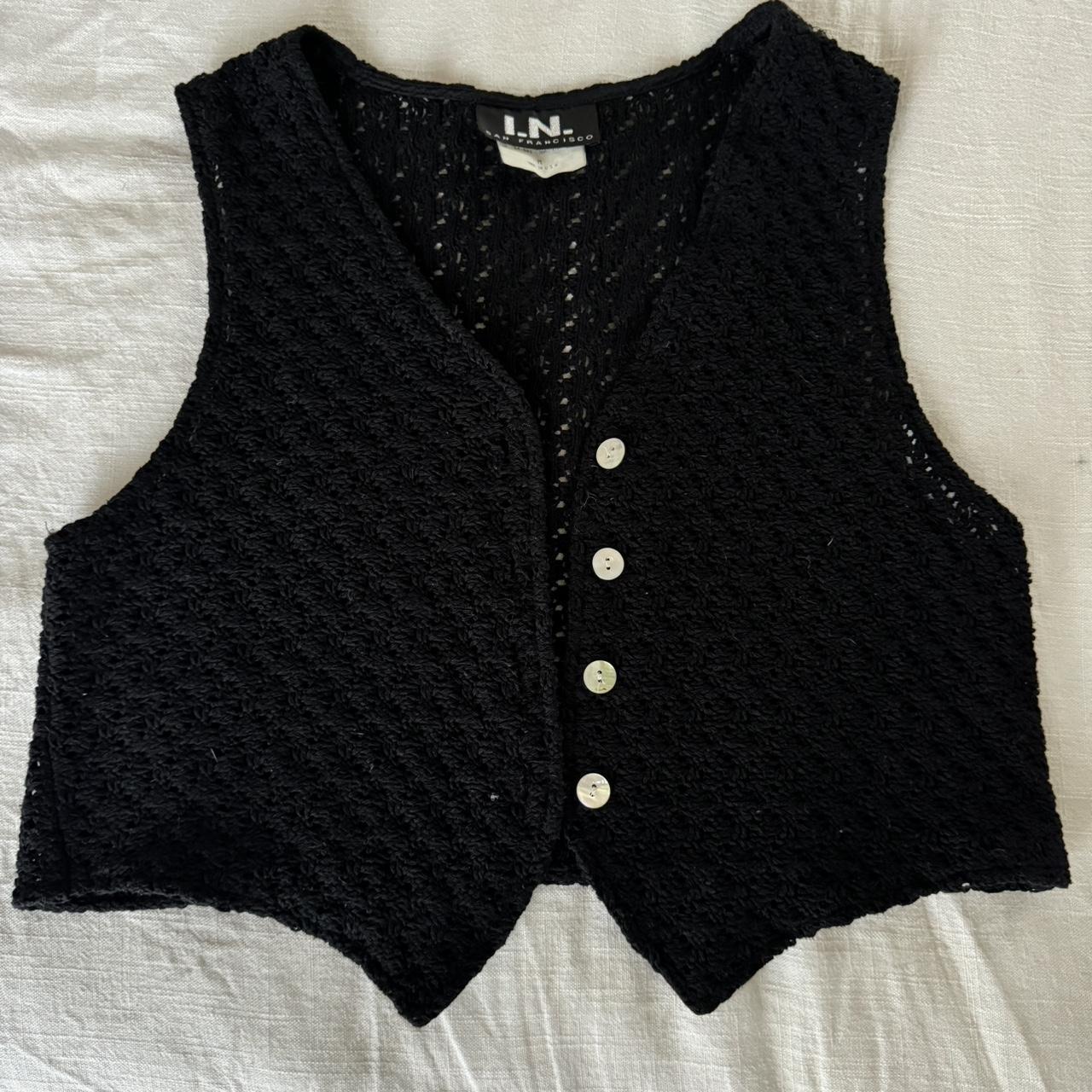 Black Crochet/Knit Vest!! So cute! Preloved vintage... - Depop