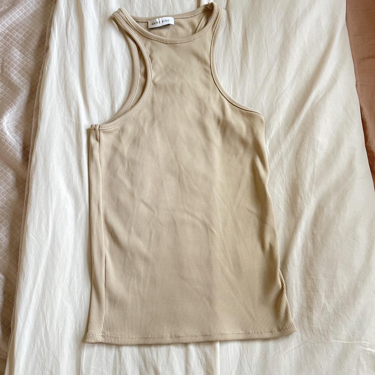 Anine Bing Morgan Beige Neutral Tank Top Ribbed Depop