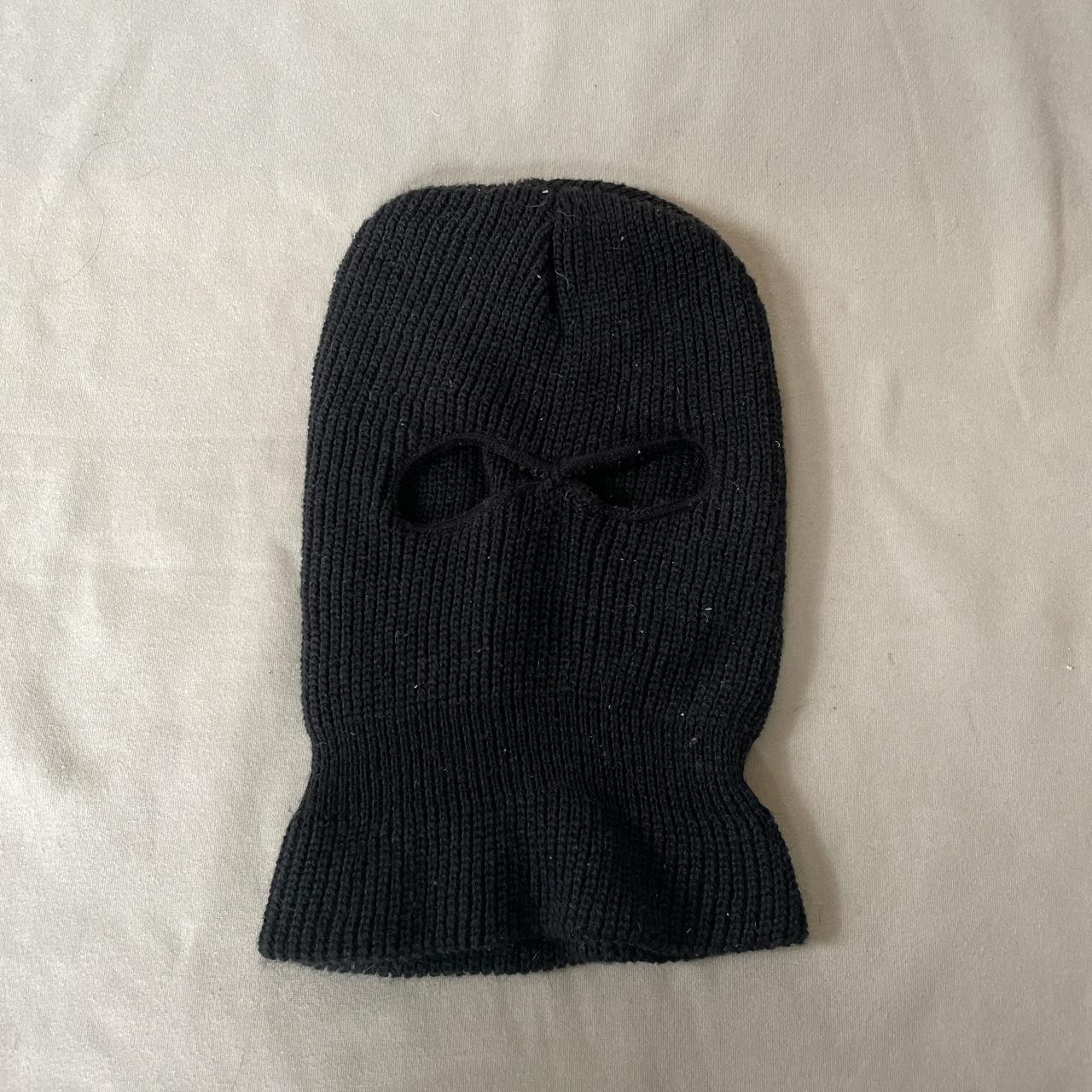 Black knitted ski mask balaclava with eye slits.... - Depop