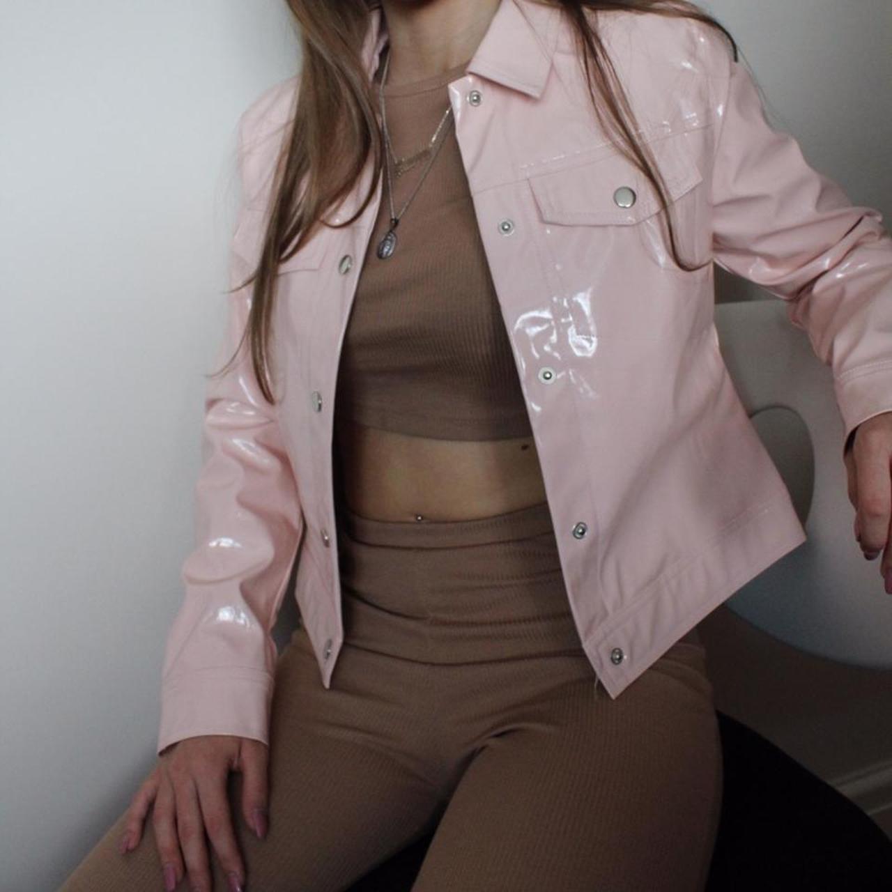 Pink patent leather jacket hotsell