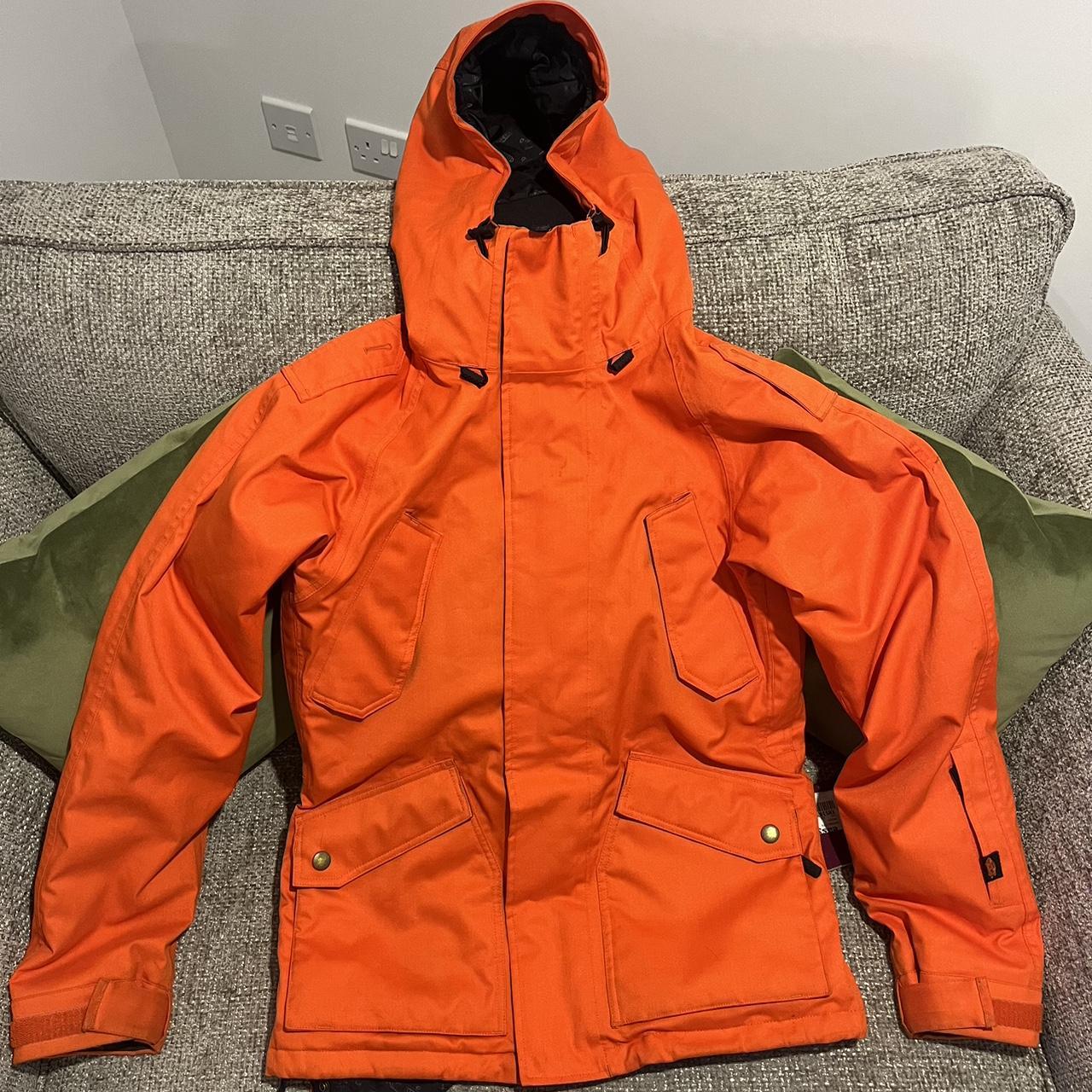 Vans snow jacket in orange size small, couple of... Depop