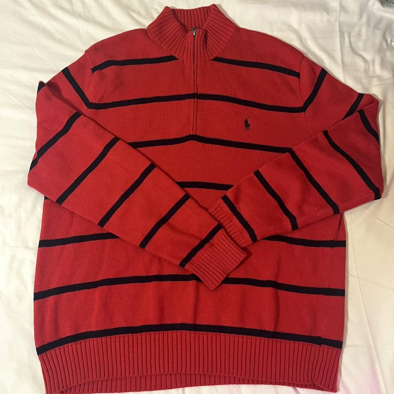 Ralph Lauren Men's Red and Blue Sweatshirt | Depop