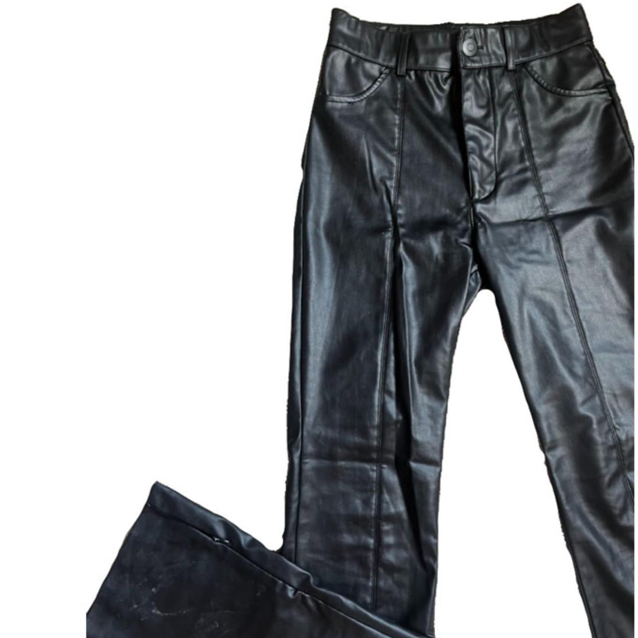 Pleather black Zara flare trousers Perfect... - Depop