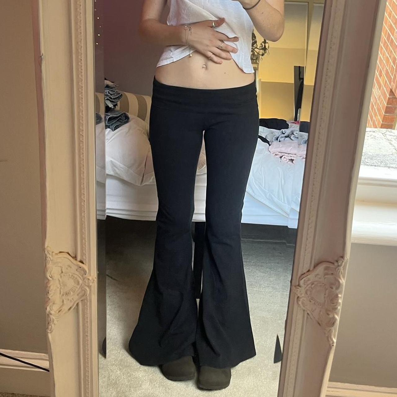 Black Brandy Melville yoga pants, flared with turned... Depop