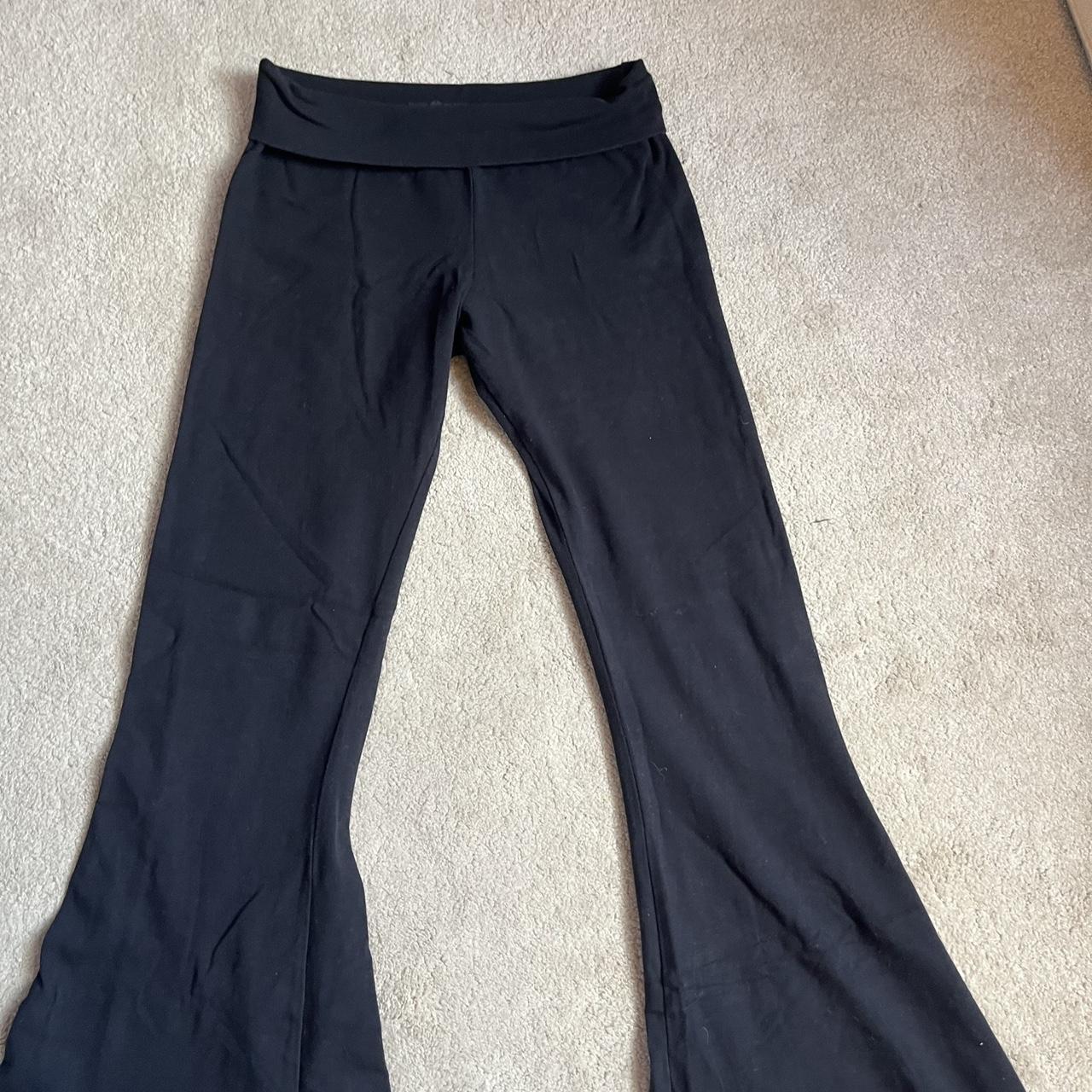 Black Brandy Melville yoga pants, flared with turned... - Depop