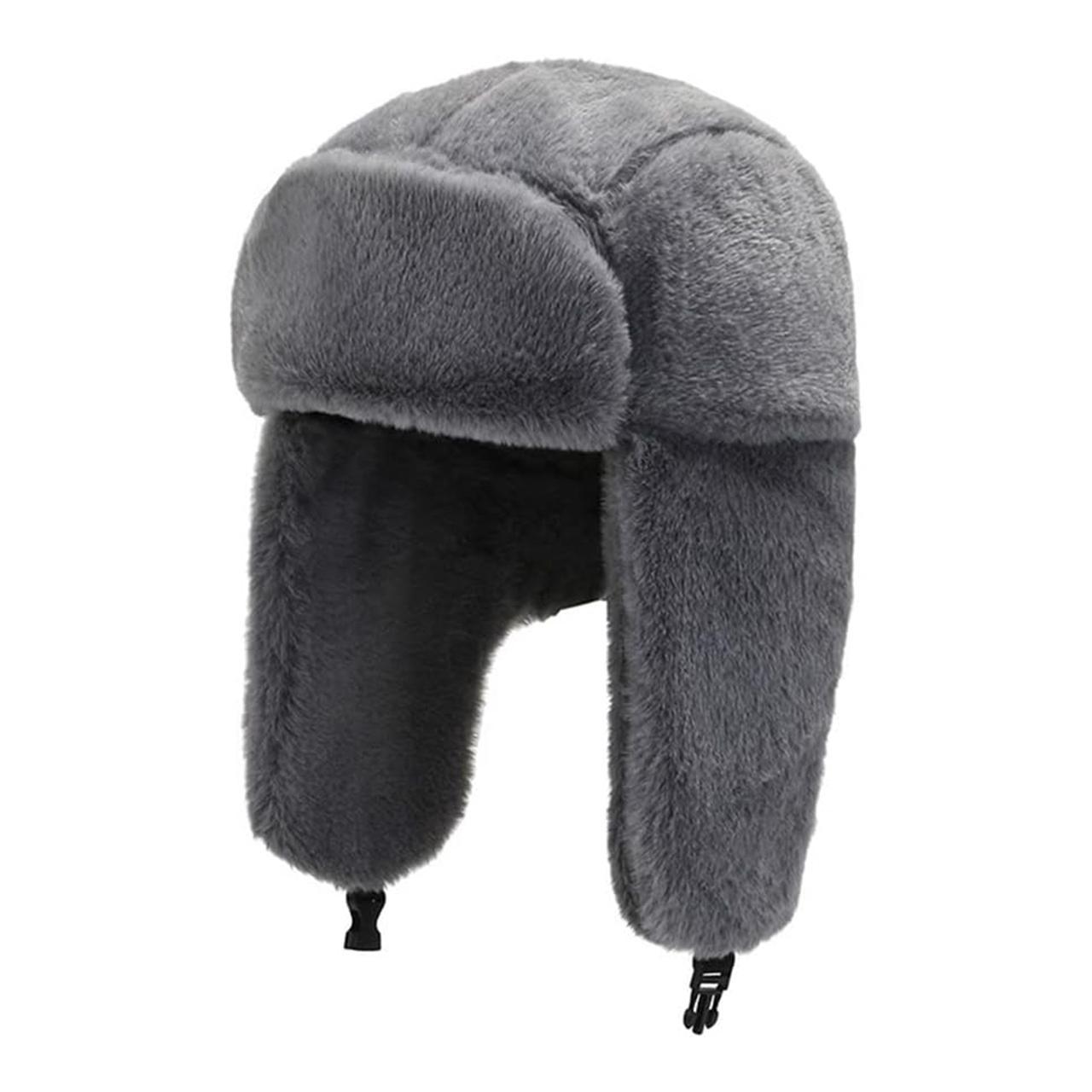 Grey Ushanka Trapper Hat One size Grey Russian... - Depop