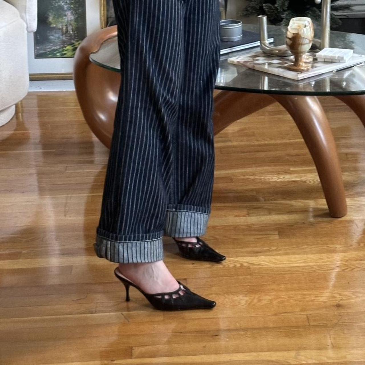 未使用PRADAハイヒール PRADA Vernice Metal Triangle Logo 45mm Loafer Pumps 38 Black