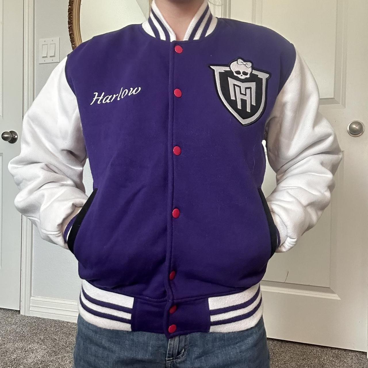 Women's Purple & White Letterman Baseball Jacket