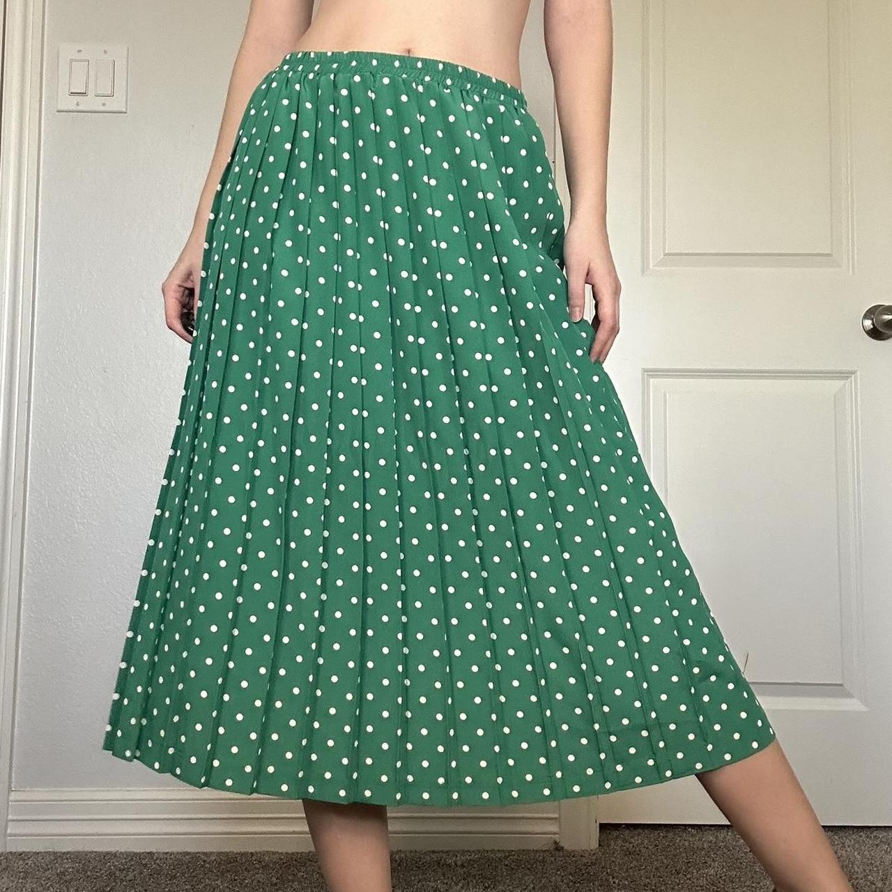 Green polka 2025 dot maxi skirt