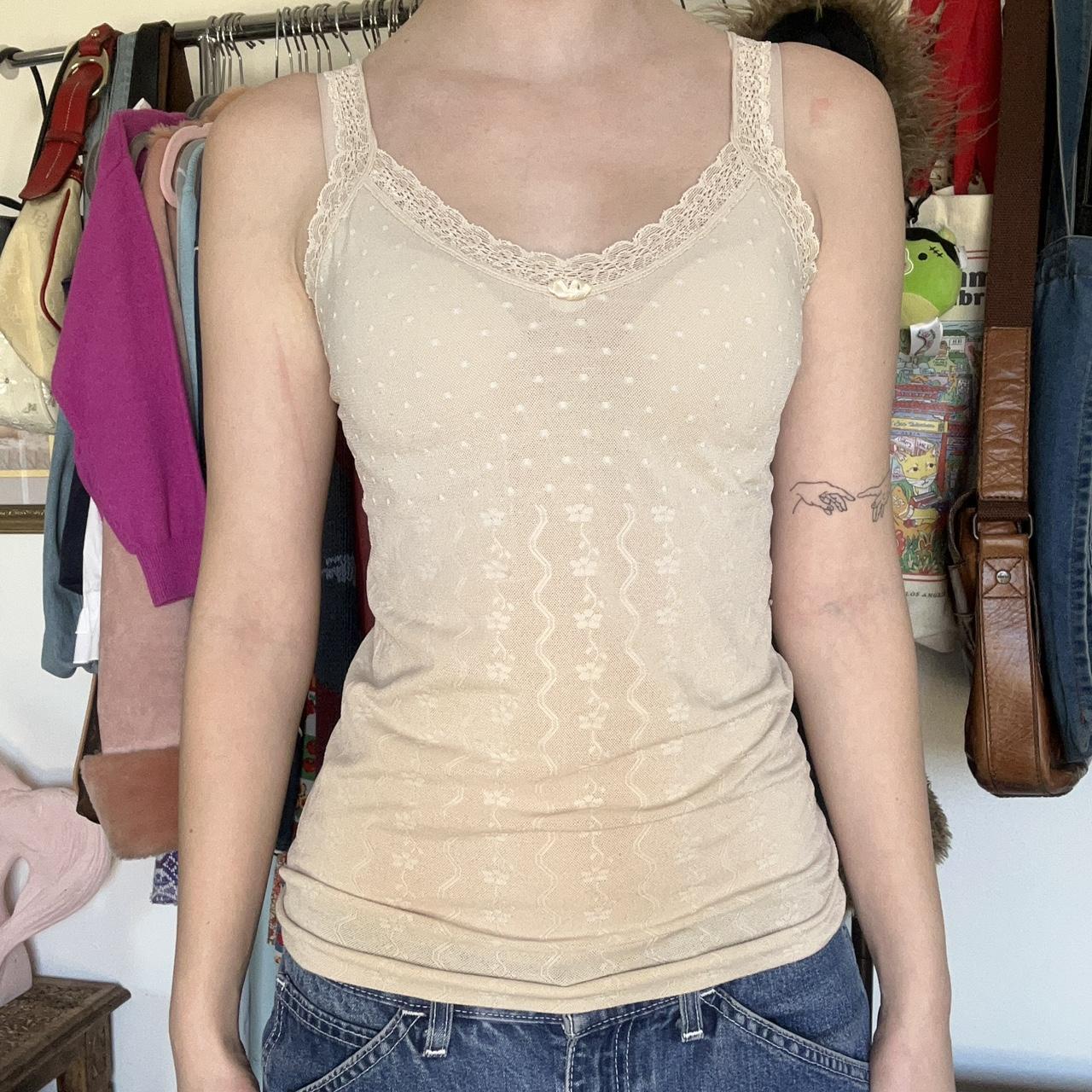 Vintage 1980s Crownette sheer/see-through lace - Depop