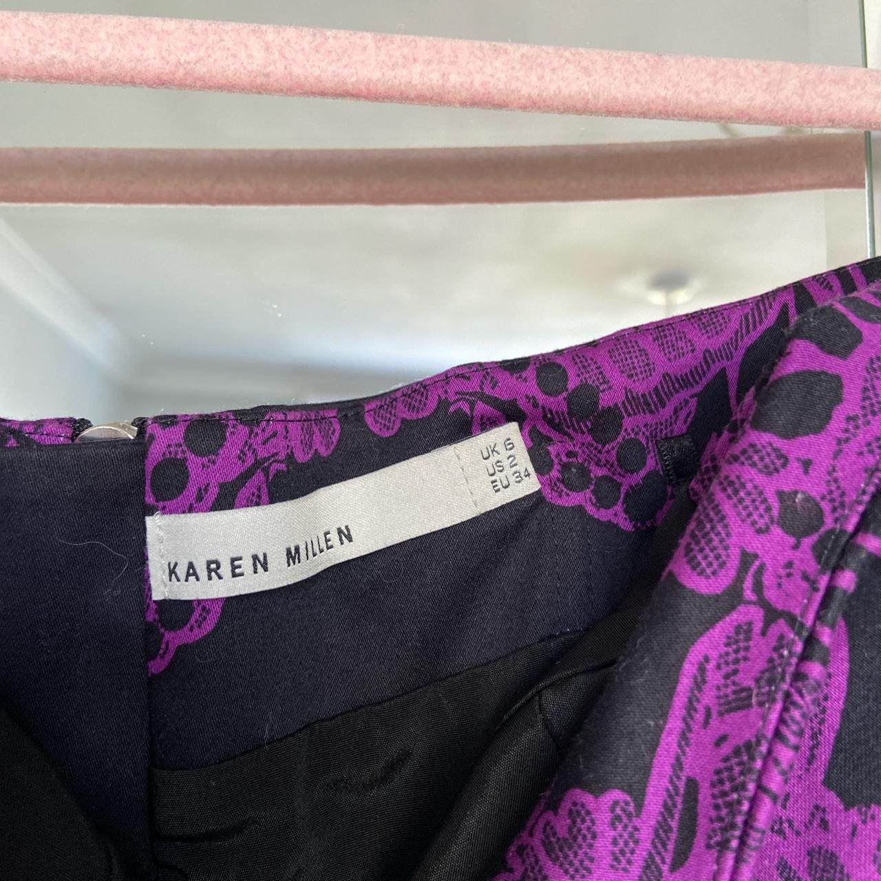 Karen Millen black and purple strapless mini flared... - Depop