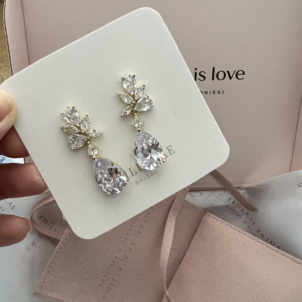 Emilia Rae Bridal Earrings in Gold Never worn as I... Depop