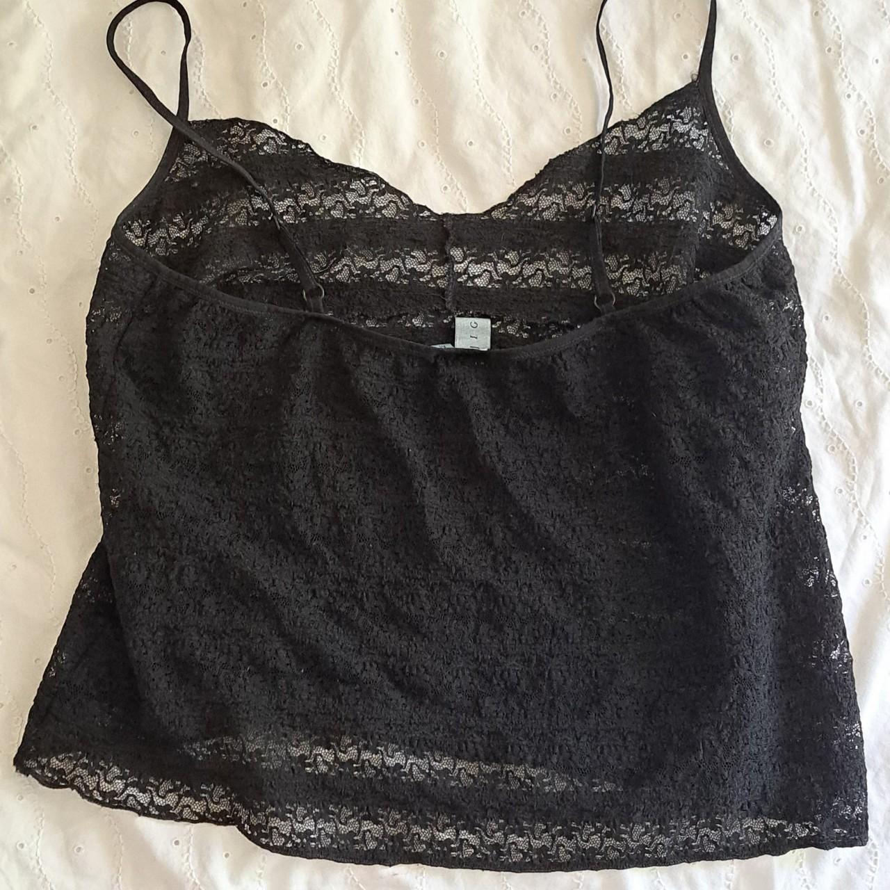 Vintage Jigsaw black lace cami/vest top with... - Depop