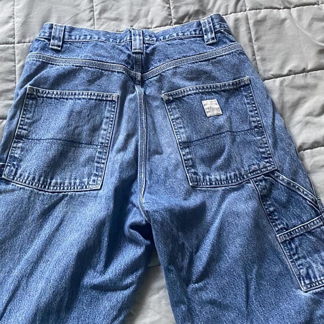 blue denim cargo jeans size 33x30 good condition... - Depop