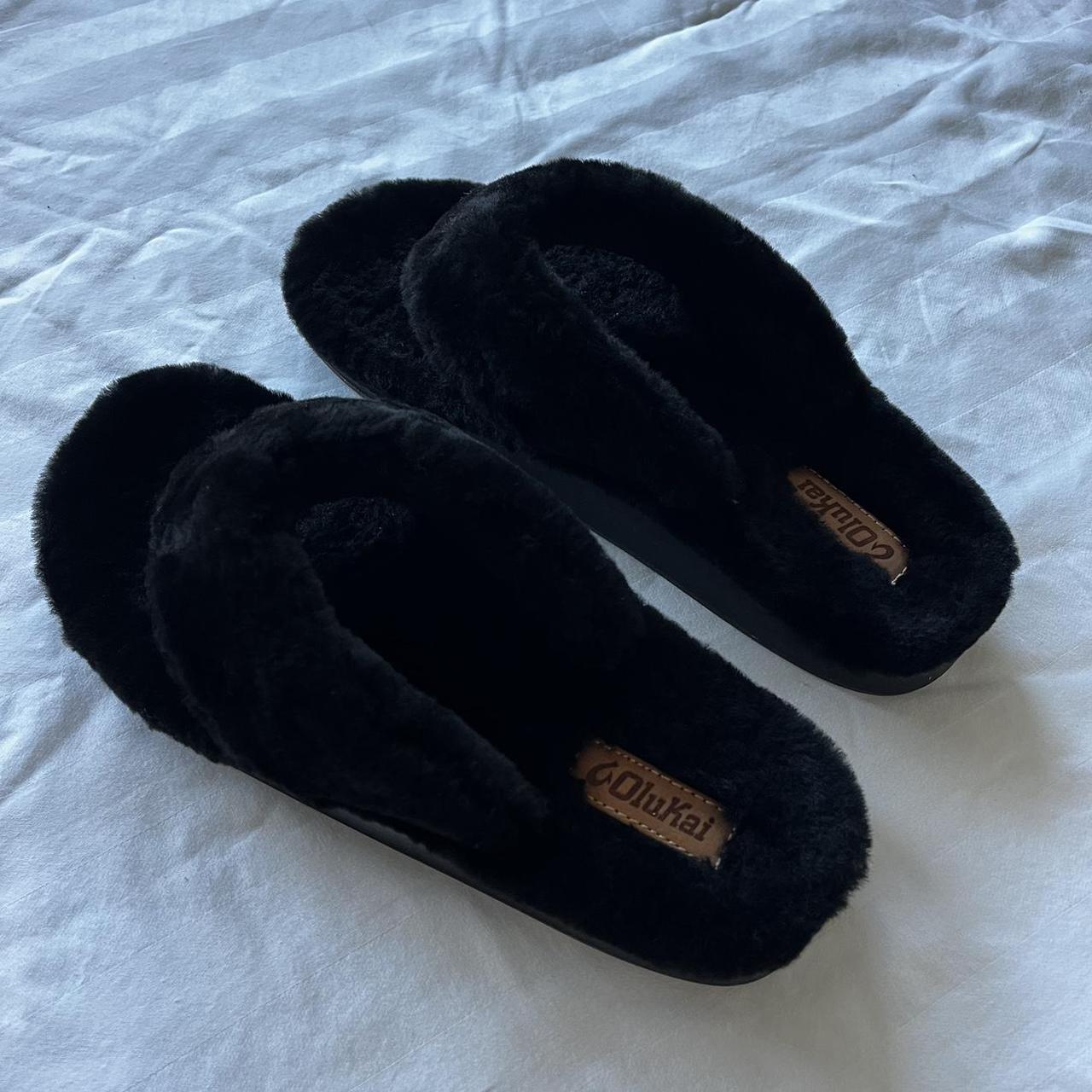 olukai fuzzy slippers