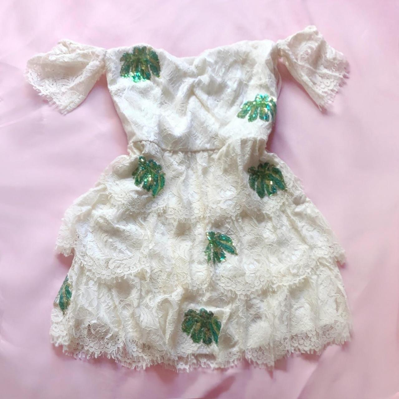 Lovers + Friends Devon White Smocked Milkmaid Mini - Depop