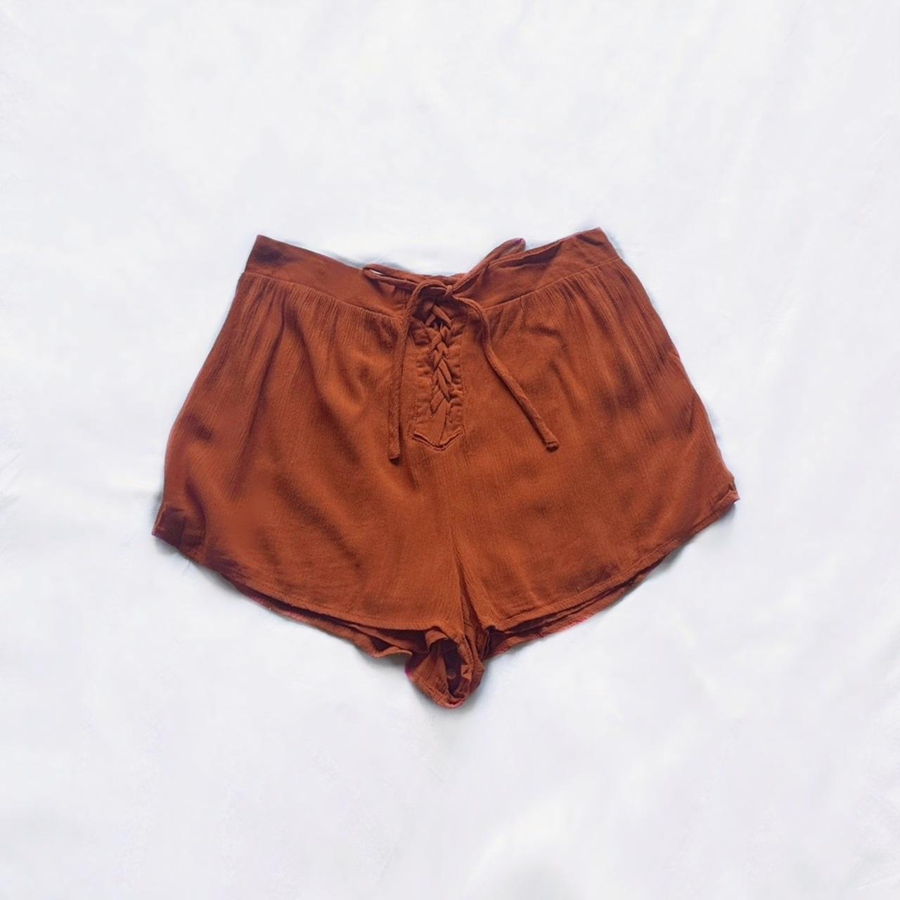 forever 21 lace up shorts burnt orange flowy Depop