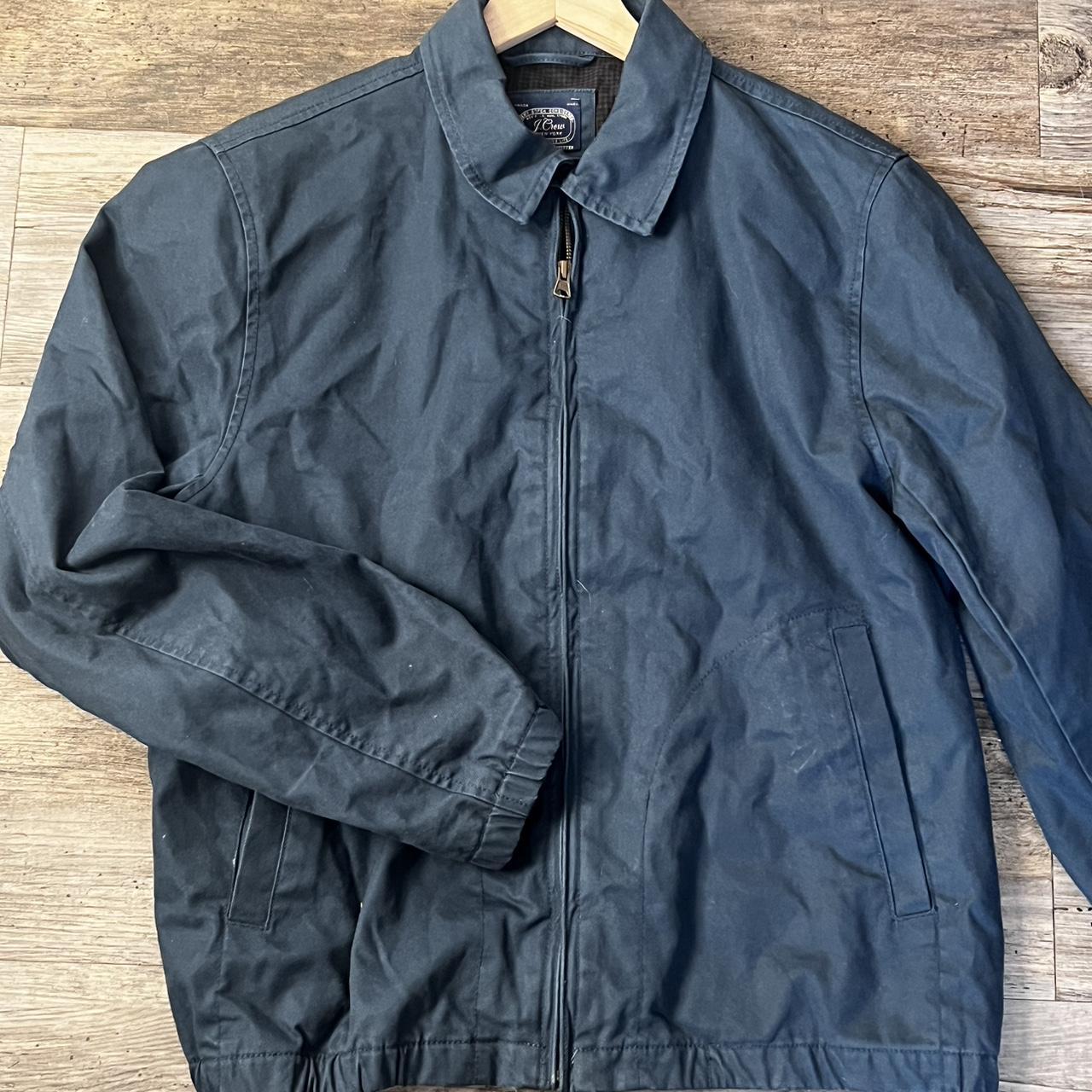 Blue Cotton Twill Harrington Jacket - Depop